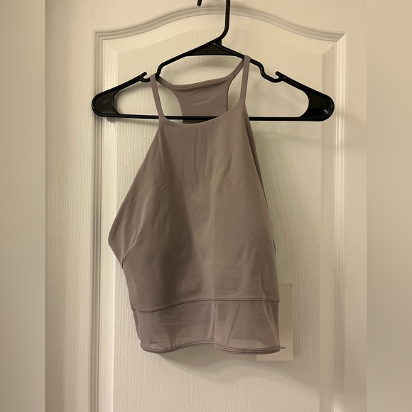 Lululemon Nulu High-Neck Mesh-Hem Tank Top *Light Support, B/C Cup Mauve Grey - Picture 5 of 6